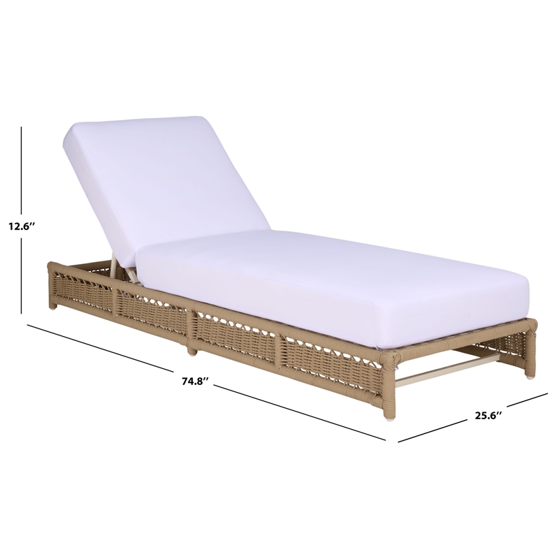 Safavieh Callan Steel and Fabric Lounger in Tan / White