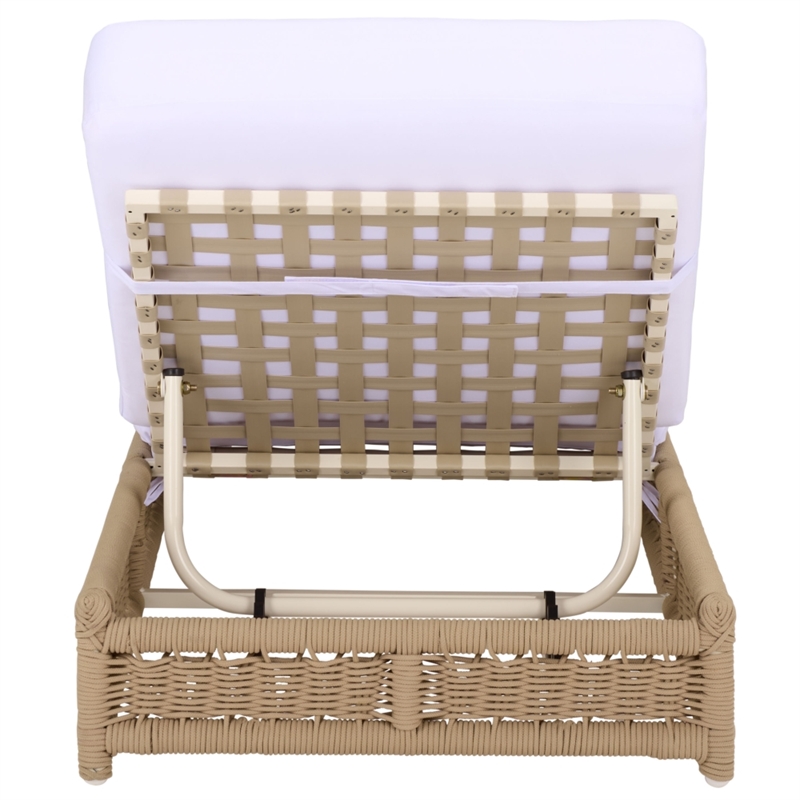Safavieh Callan Steel and Fabric Lounger in Tan / White