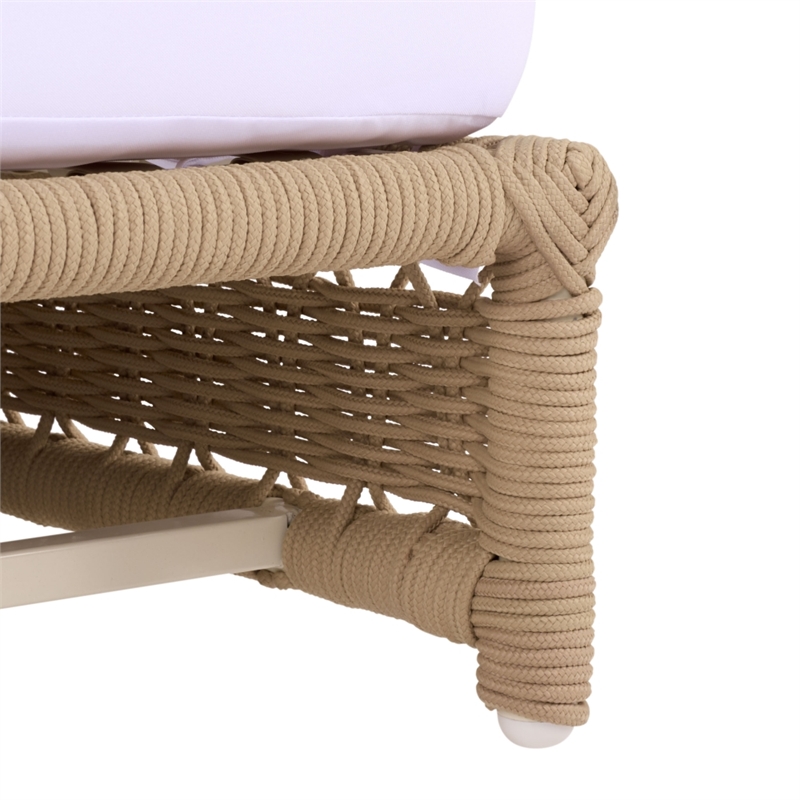 Safavieh Callan Steel and Fabric Lounger in Tan / White
