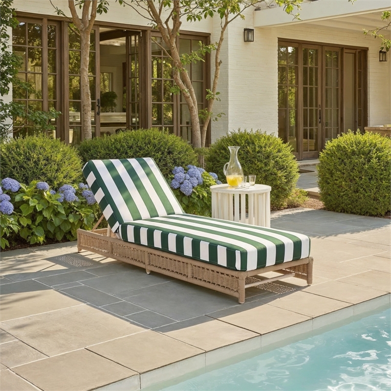 Safavieh Callan Steel and Fabric Lounger in Tan / Green