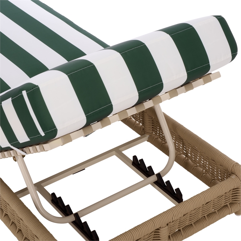 Safavieh Callan Steel and Fabric Lounger in Tan / Green