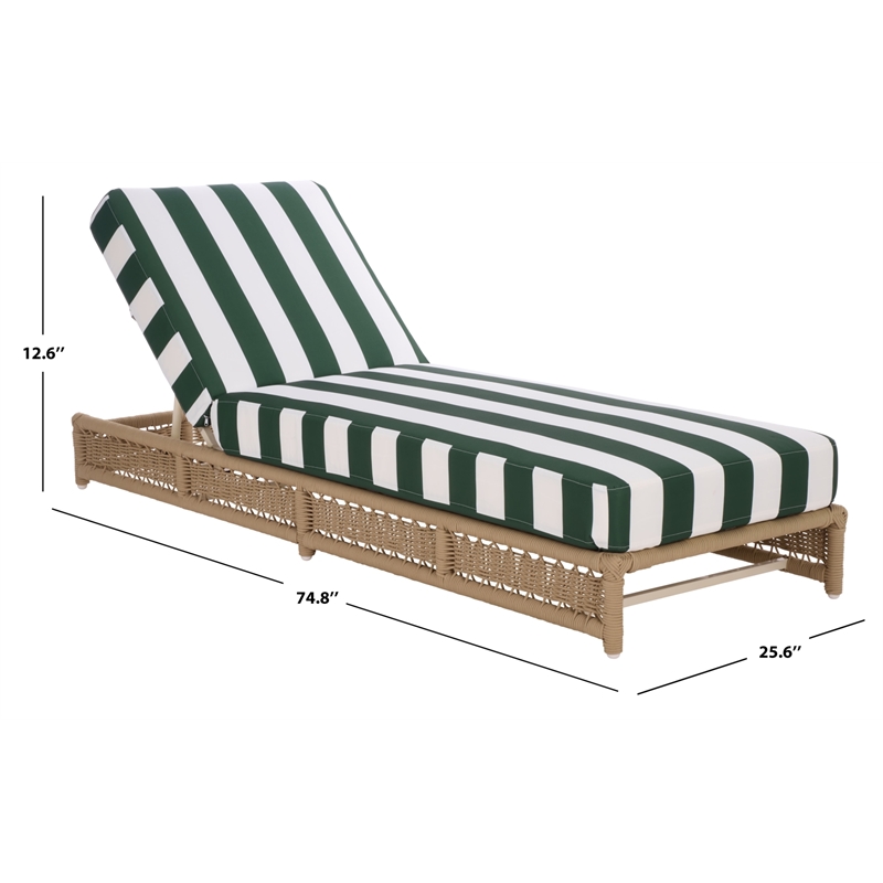 Safavieh Callan Steel and Fabric Lounger in Tan / Green