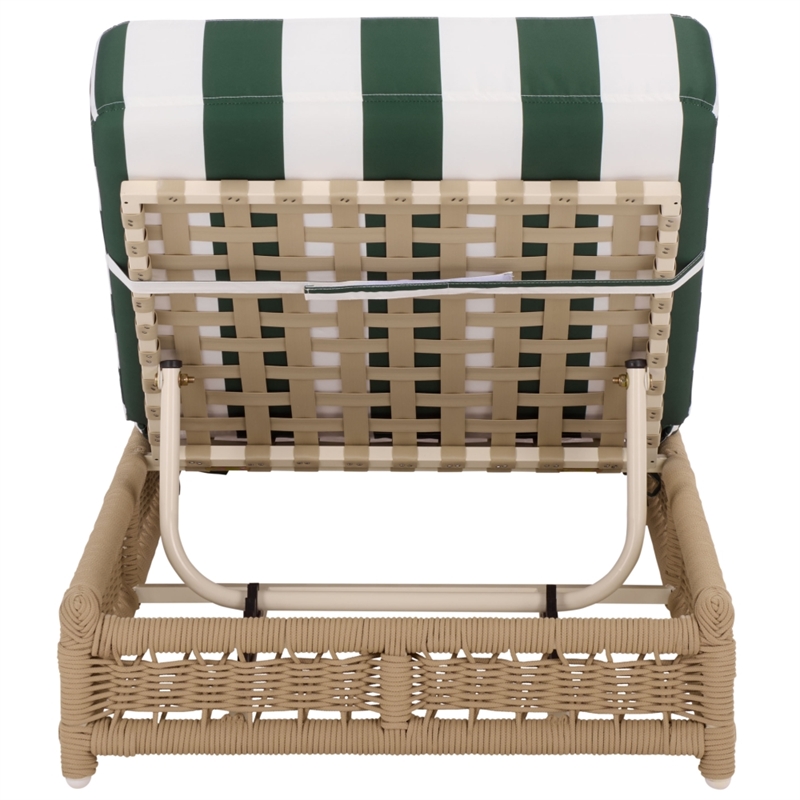 Safavieh Callan Steel and Fabric Lounger in Tan / Green