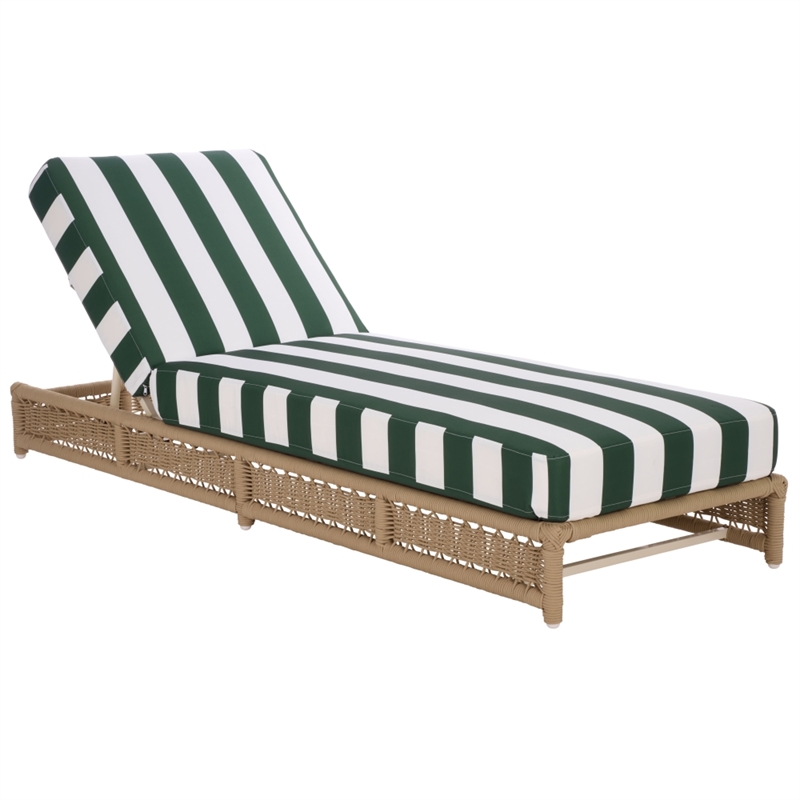 Safavieh Callan Steel and Fabric Lounger in Tan / Green