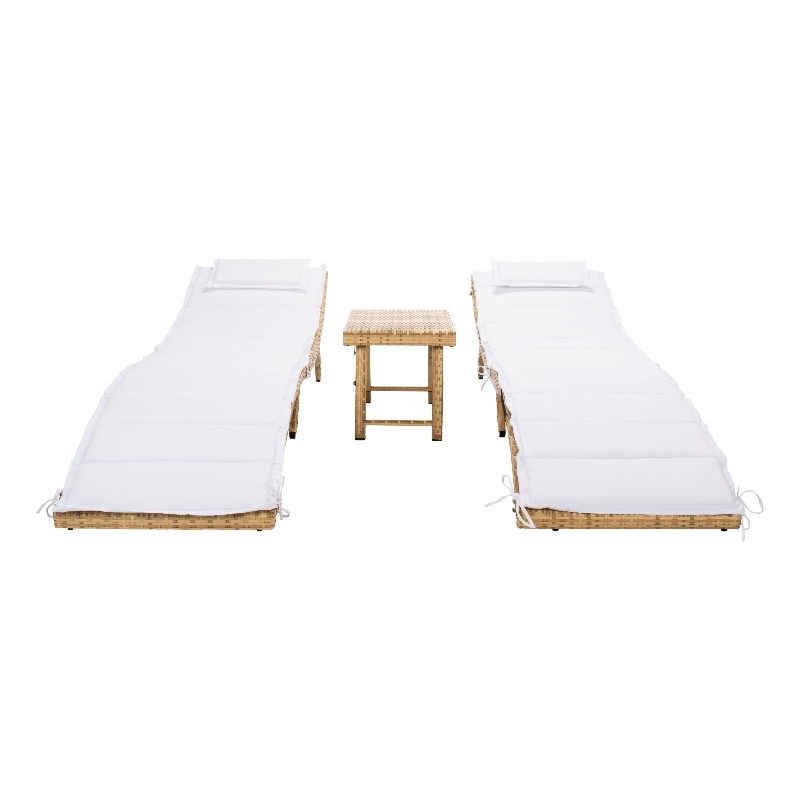 Safavieh Carew 3Pc Steel Sun Lounger Set in Natural