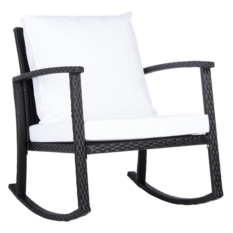 Safavieh Daire Steel and Fabric Rocking Chair in Black / White
