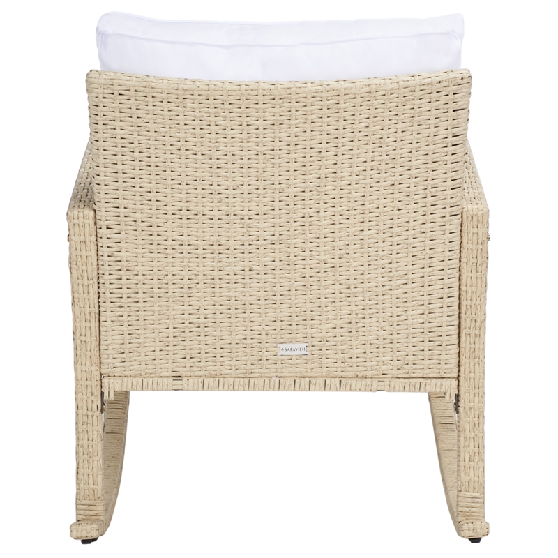 Safavieh Daire Steel and Fabric Rocking Chair in Beige / White