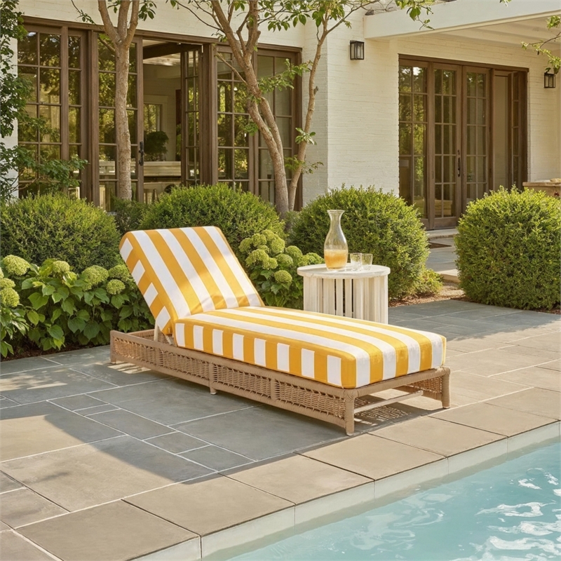 Safavieh Callan Steel and Fabric Lounger in Tan / Yellow