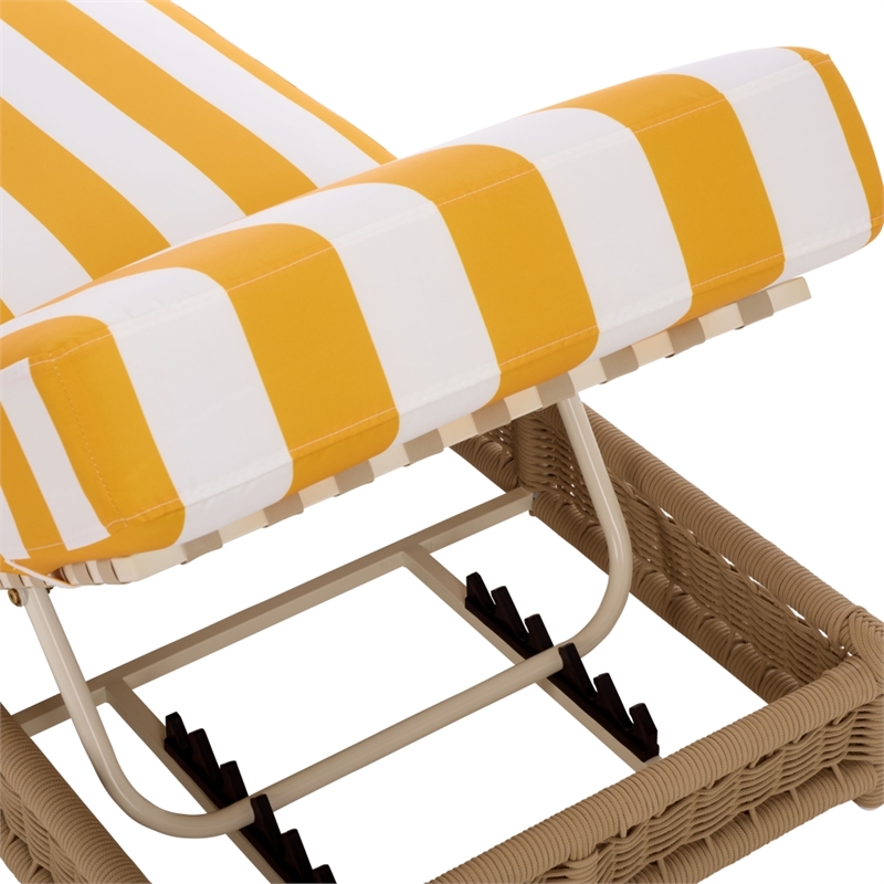 Safavieh Callan Steel and Fabric Lounger in Tan / Yellow