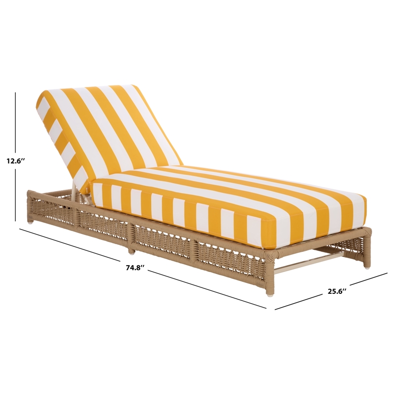 Safavieh Callan Steel and Fabric Lounger in Tan / Yellow