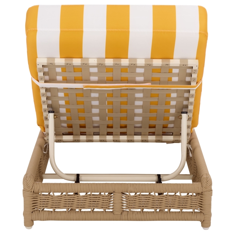 Safavieh Callan Steel and Fabric Lounger in Tan / Yellow