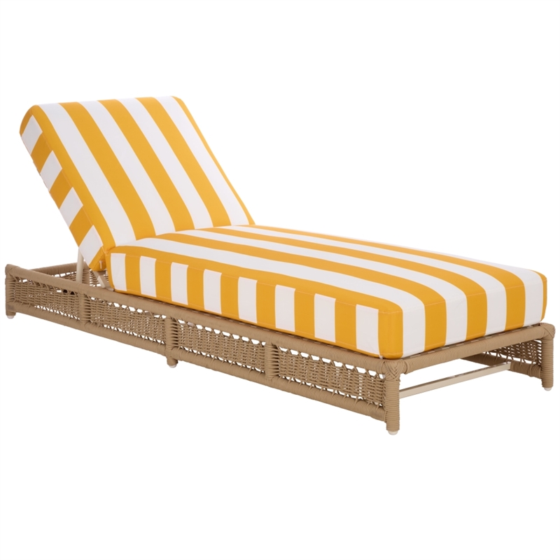 Safavieh Callan Steel and Fabric Lounger in Tan / Yellow