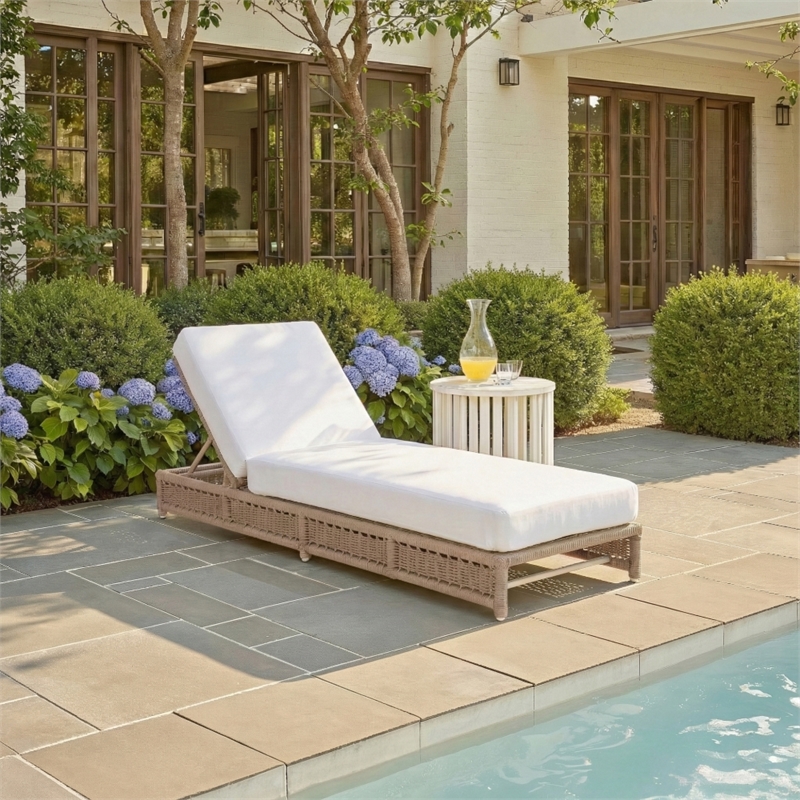 Safavieh Callan Steel and Fabric Lounger in  Tan / White