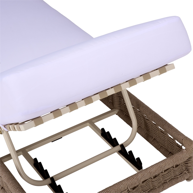 Safavieh Callan Steel and Fabric Lounger in  Tan / White