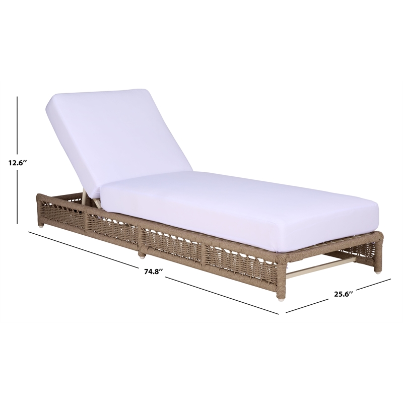 Safavieh Callan Steel and Fabric Lounger in  Tan / White
