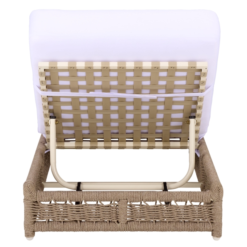 Safavieh Callan Steel and Fabric Lounger in  Tan / White