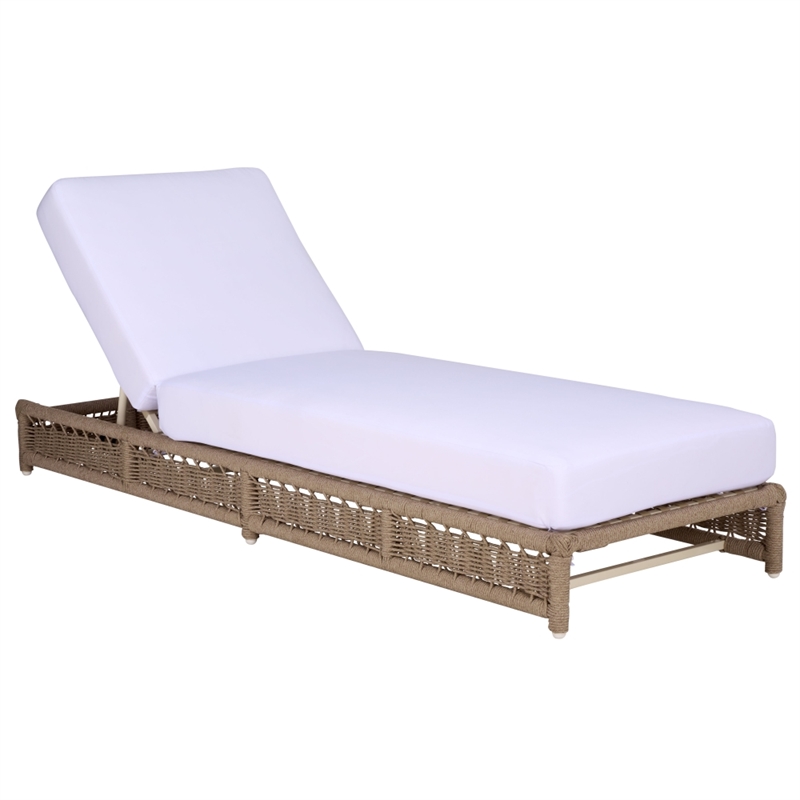 Safavieh Callan Steel and Fabric Lounger in  Tan / White