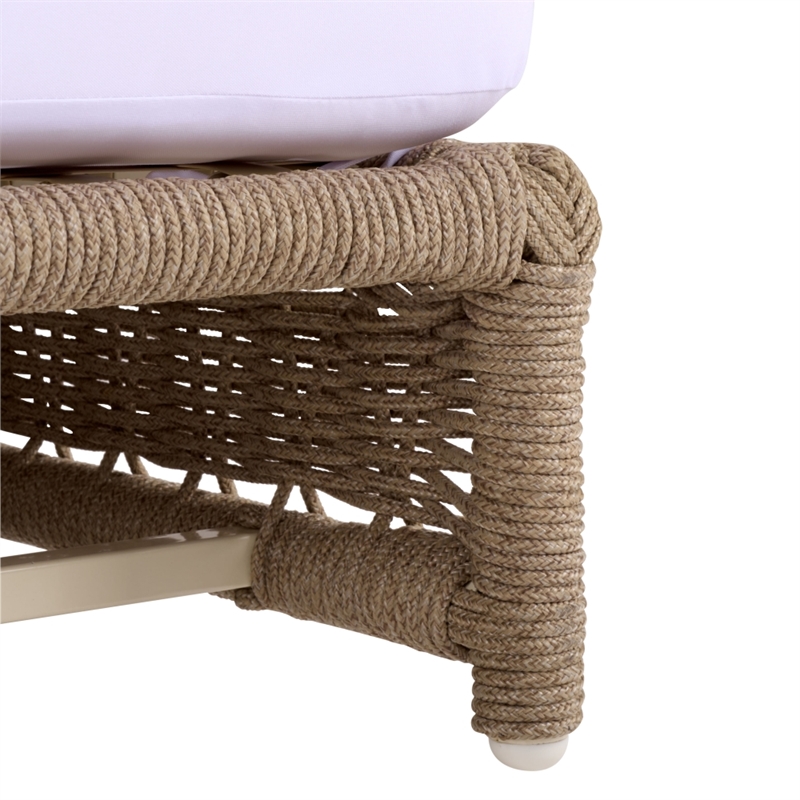 Safavieh Callan Steel and Fabric Lounger in  Tan / White