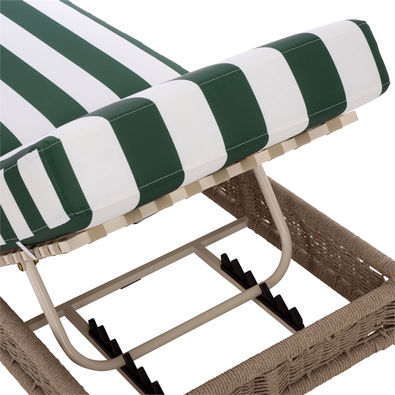 Safavieh Callan Steel and Fabric Lounger in  Tan / Green