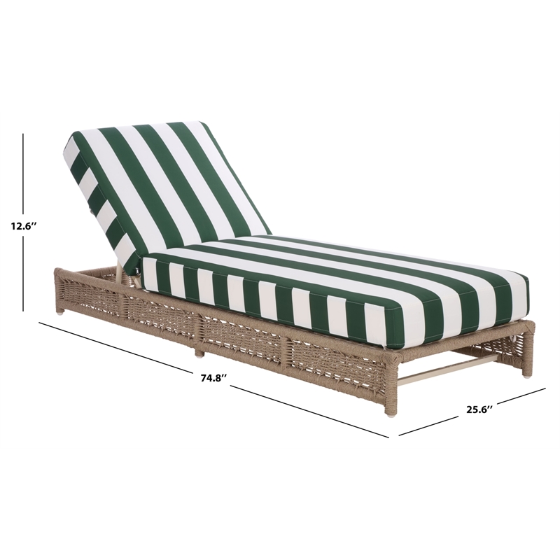 Safavieh Callan Steel and Fabric Lounger in  Tan / Green
