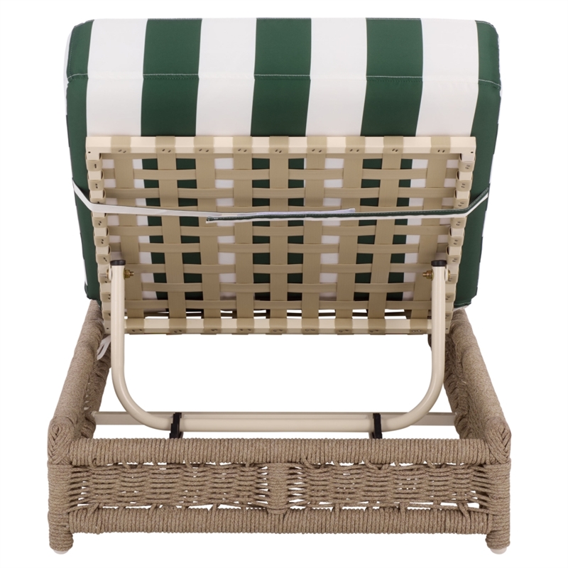 Safavieh Callan Steel and Fabric Lounger in  Tan / Green