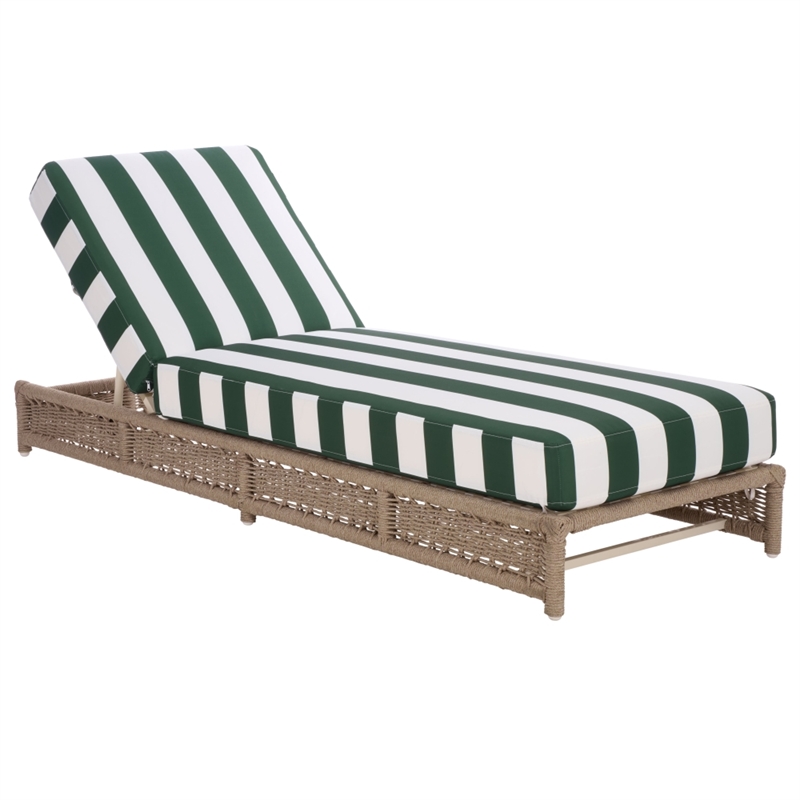 Safavieh Callan Steel and Fabric Lounger in  Tan / Green