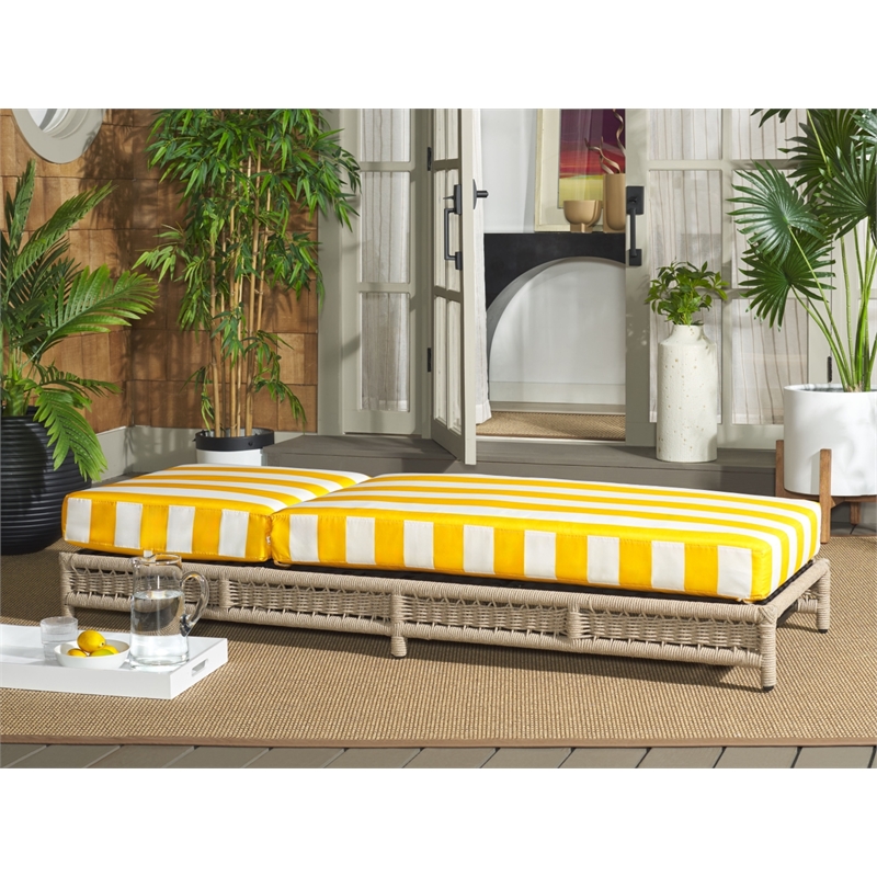Safavieh Callan Steel and Fabric Lounger in  Tan / Yellow