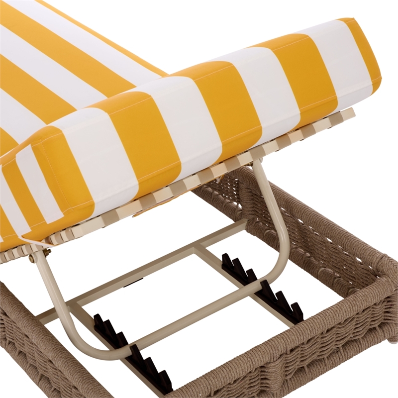 Safavieh Callan Steel and Fabric Lounger in  Tan / Yellow