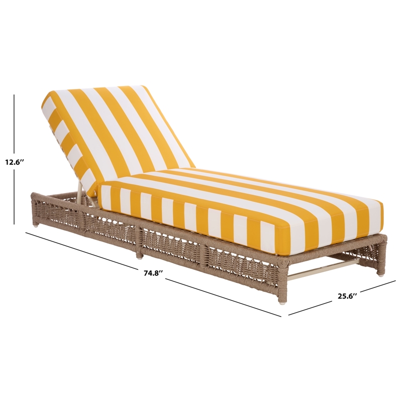Safavieh Callan Steel and Fabric Lounger in  Tan / Yellow