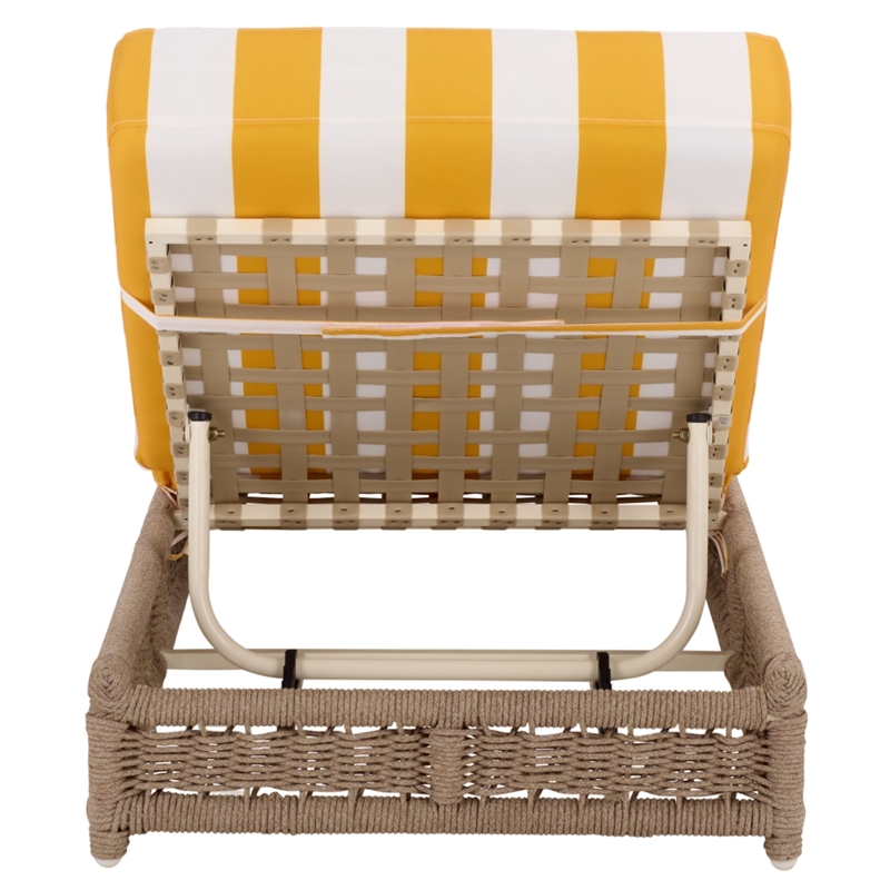 Safavieh Callan Steel and Fabric Lounger in  Tan / Yellow