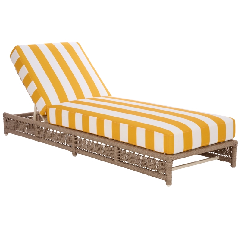 Safavieh Callan Steel and Fabric Lounger in  Tan / Yellow
