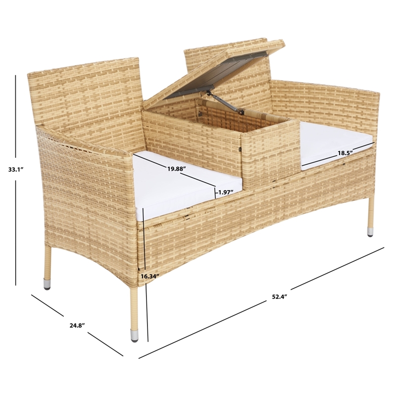 Safavieh Viora Steel and Fabric Loveseat in Natural / White