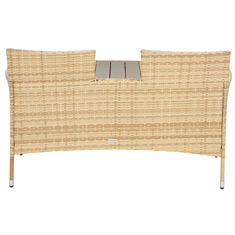 Safavieh Viora Steel and Fabric Loveseat in Natural / White