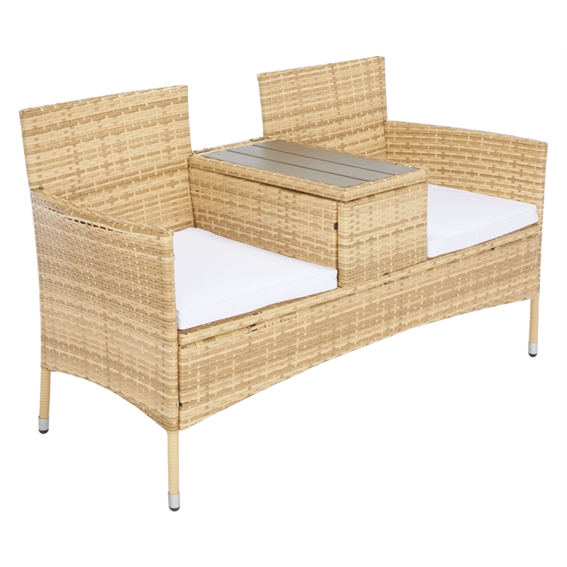 Safavieh Viora Steel and Fabric Loveseat in Natural / White
