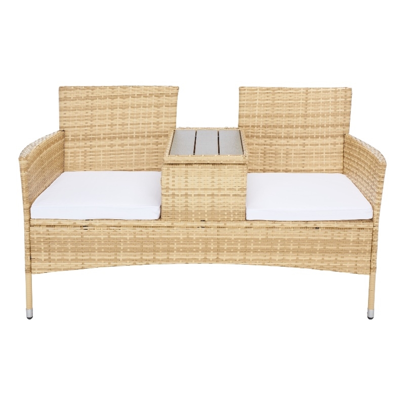 Safavieh Viora Steel and Fabric Loveseat in Natural / White