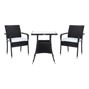 Safavieh Laban Steel and Fabric Bistro Set in Black / White