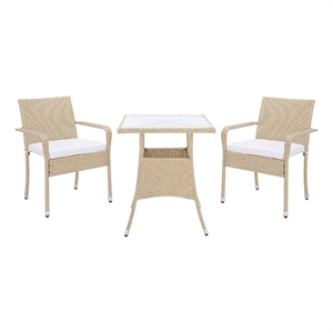 Safavieh Laban Steel and Fabric Bistro Set in Beige / White
