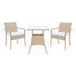 Safavieh Laban Steel and Fabric Bistro Set in Beige / White