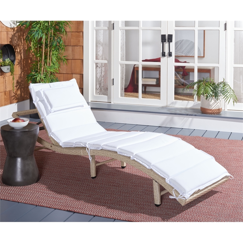 Safavieh Colley Steel  and Fabric Sunlounger in Beige / White