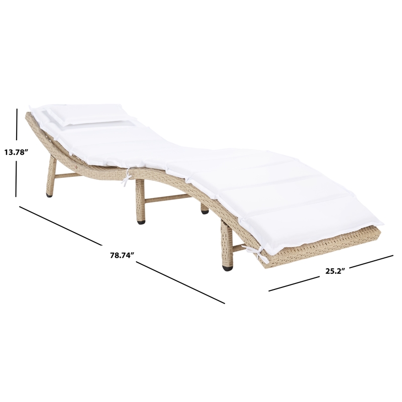 Safavieh Colley Steel  and Fabric Sunlounger in Beige / White