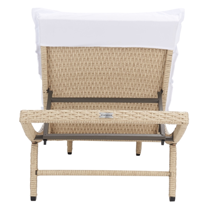 Safavieh Colley Steel  and Fabric Sunlounger in Beige / White