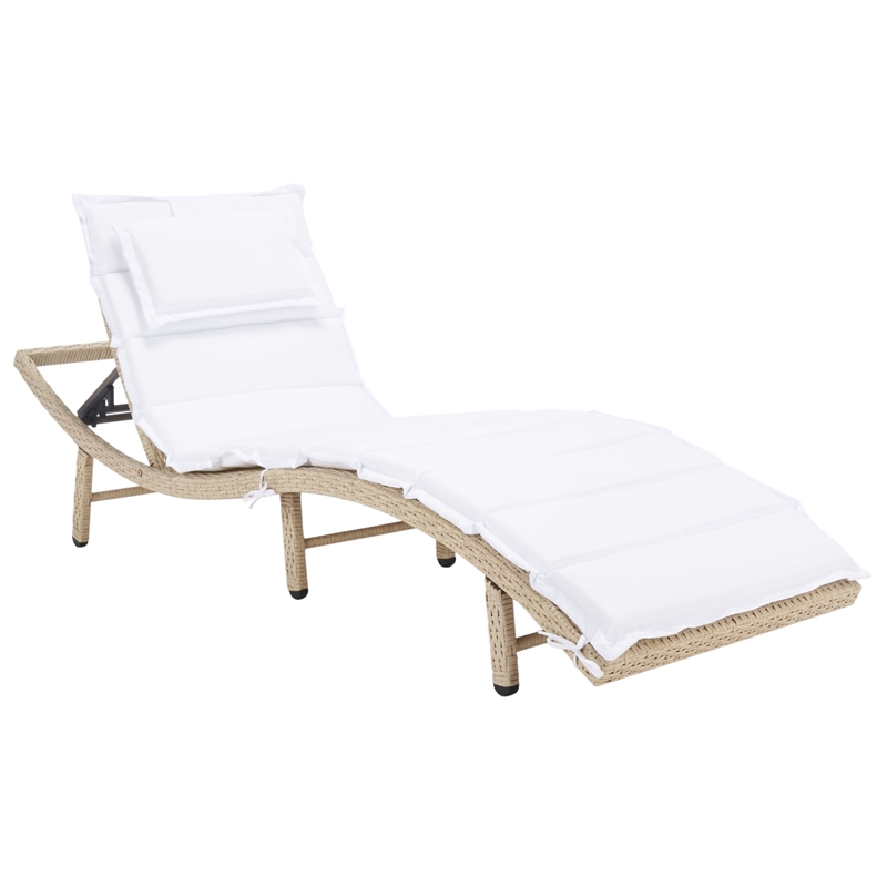 Safavieh Colley Steel  and Fabric Sunlounger in Beige / White