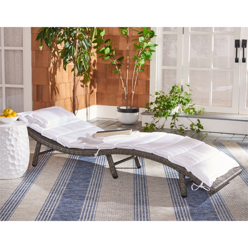 Safavieh Colley Steel  and Fabric Sunlounger in Gray / Brown