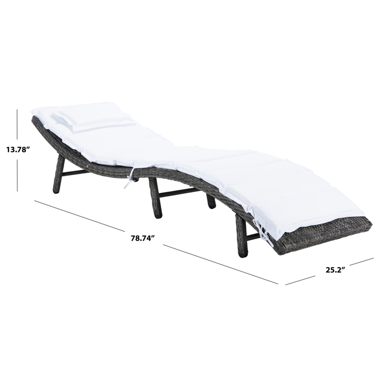 Safavieh Colley Steel  and Fabric Sunlounger in Gray / Brown