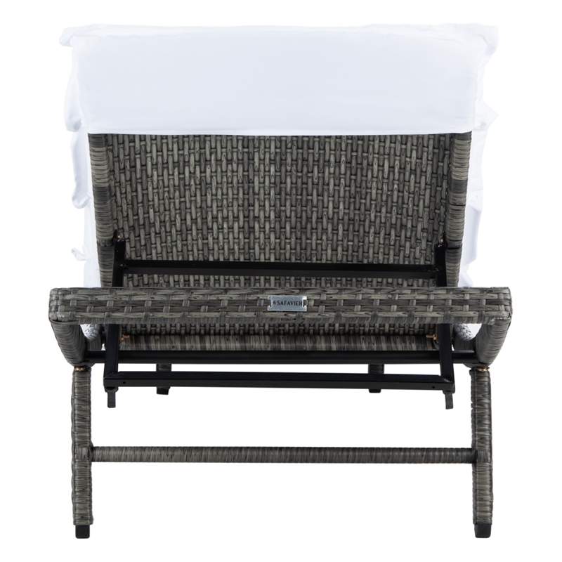 Safavieh Colley Steel  and Fabric Sunlounger in Gray / Brown