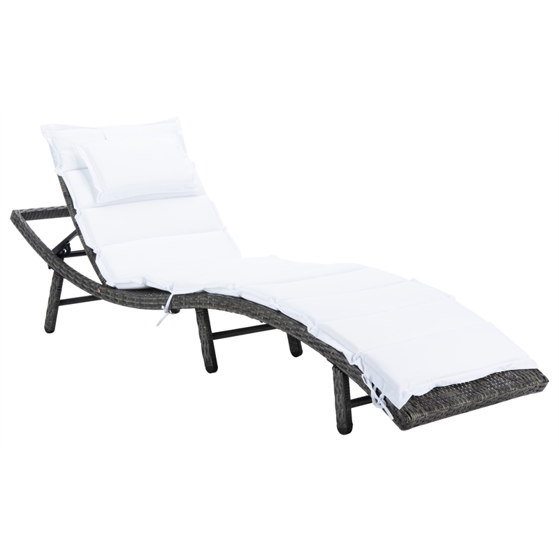 Safavieh Colley Steel  and Fabric Sunlounger in Gray / Brown