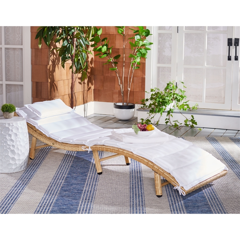 Safavieh Colley Steel  and Fabric Sunlounger in Natural