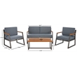 Safavieh Randolph 4 Pc Wood Living Set in Gray / Gray