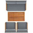 Safavieh Randolph 4 Pc Wood Living Set in Gray / Gray