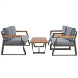 Safavieh Randolph 4 Pc Wood Living Set in Gray / Gray